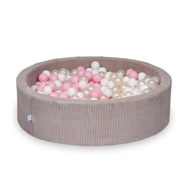Piscine à balles en velours côtelé côtelé rose clair 110x30 cm avec 400 balles