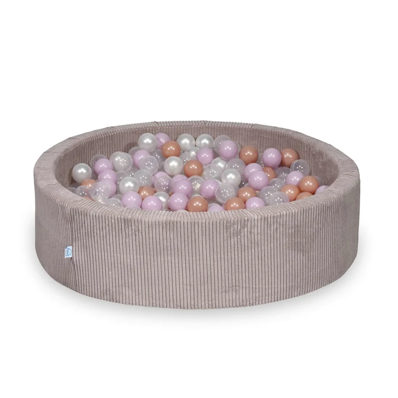 Piscine à balles en velours côtelé côtelé rose clair 110x30 cm avec 400 balles