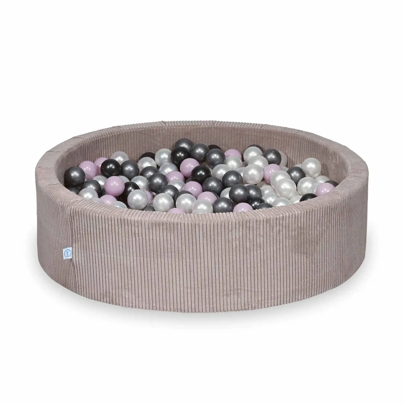 Piscine à balles en velours côtelé côtelé rose clair 110x30 cm avec 400 balles