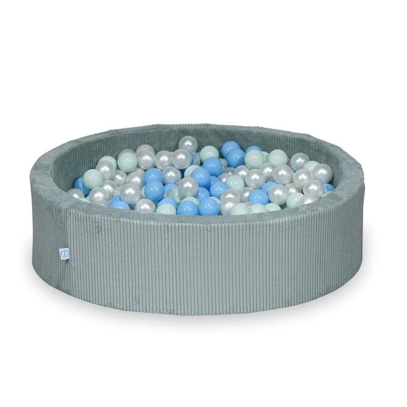 Piscine à balles en velours côtelé menthe claire 110x30 cm avec 400 balles