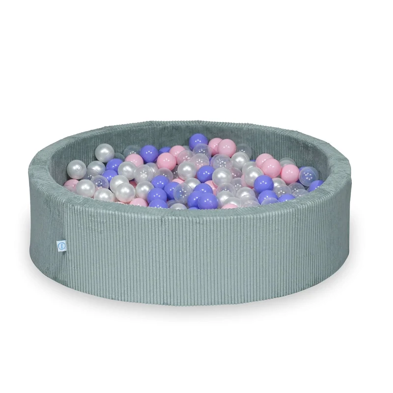 Piscine à balles en velours côtelé menthe claire 110x30 cm avec 400 balles