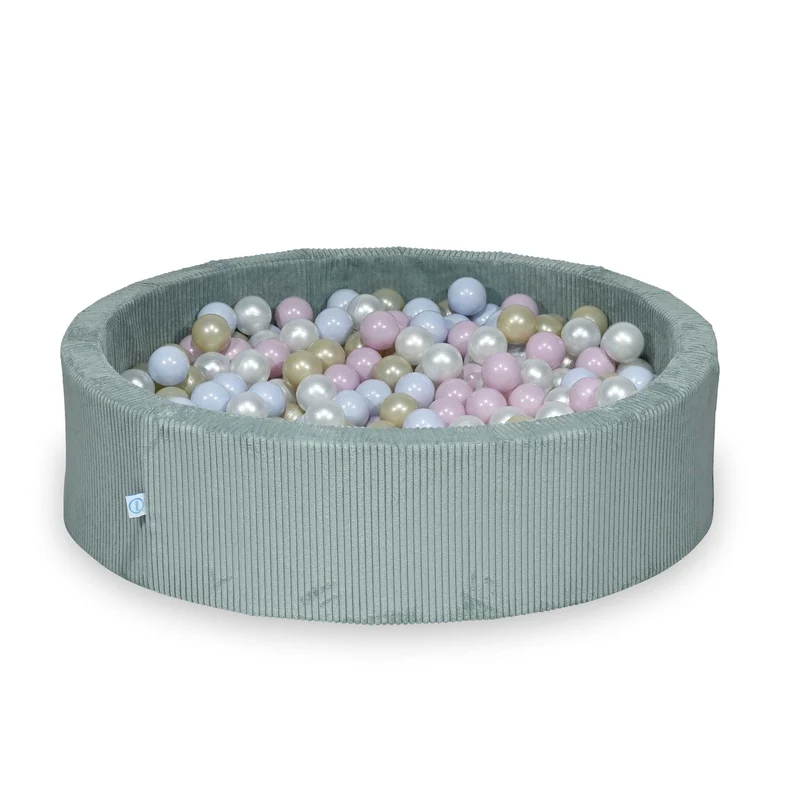 Piscine à balles en velours côtelé menthe claire 110x30 cm avec 400 balles