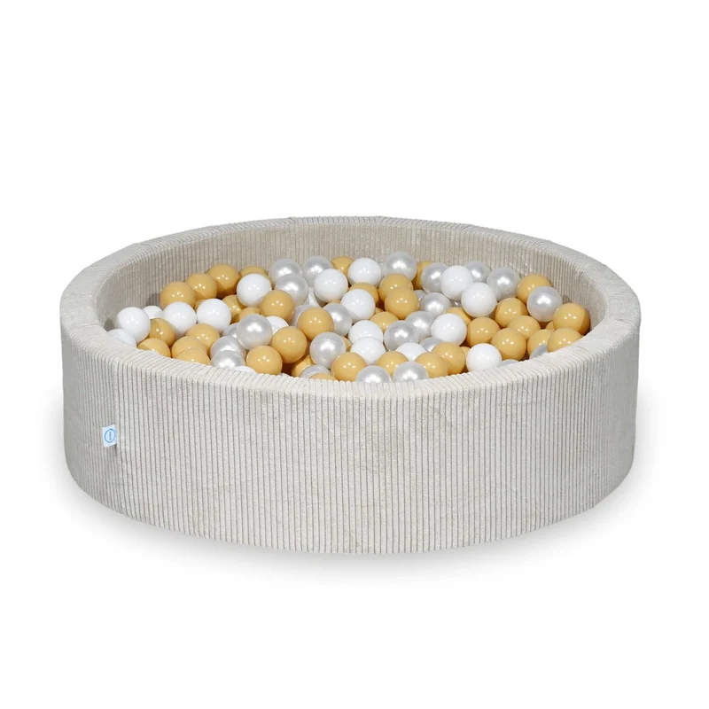 Piscine à balles en velours côtelé beige 110x30 cm avec 400 balles