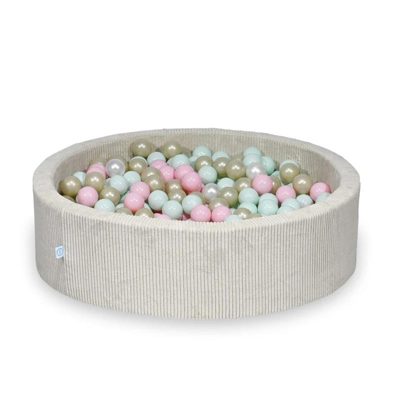 Piscine à balles en velours côtelé beige 110x30 cm avec 400 balles