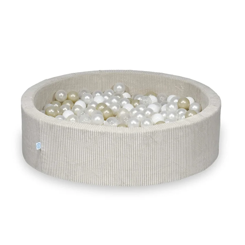 Piscine à balles en velours côtelé beige 110x30 cm avec 400 balles