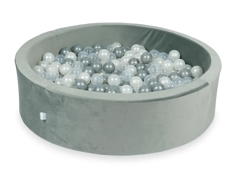 Piscine à balles en velours velvet gris 110x30 cm avec 400 balles