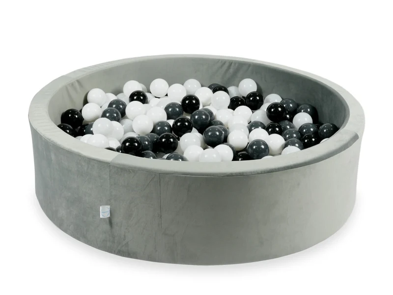 Piscine à balles en velours velvet gris 110x30 cm avec 400 balles