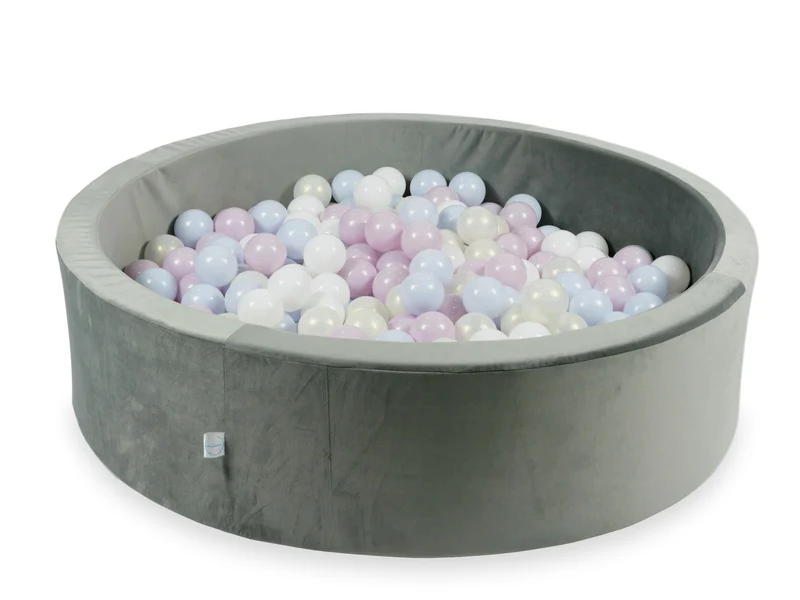 Piscine à balles en velours velvet gris 110x30 cm avec 400 balles