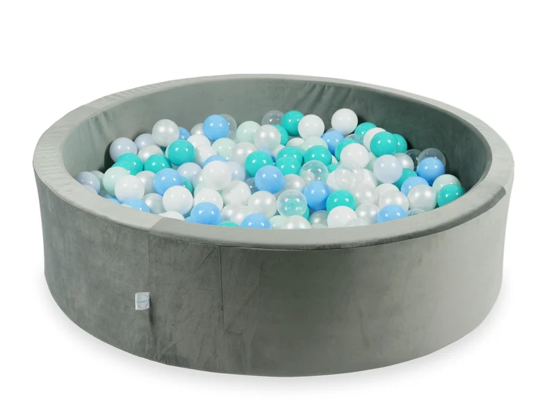 Piscine à balles en velours velvet gris 110x30 cm avec 400 balles