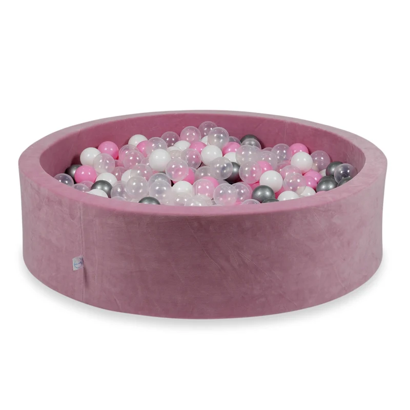 Piscine à balles en velours velvet soft rose 110x30 cm avec 400 balles