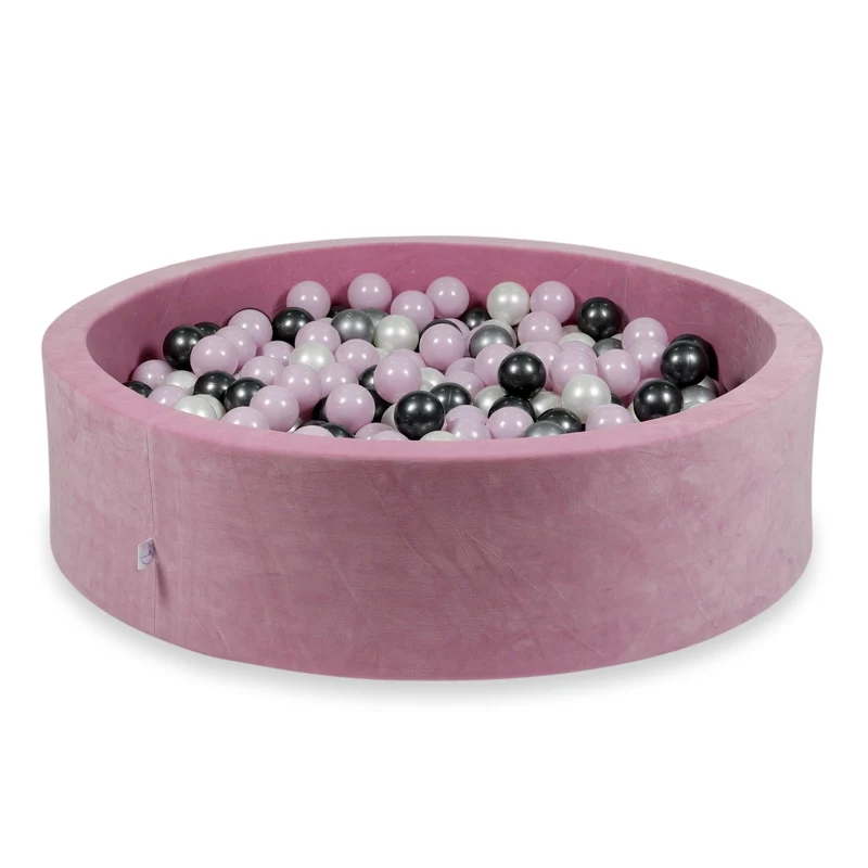 Piscine à balles en velours velvet soft rose 110x30 cm avec 400 balles