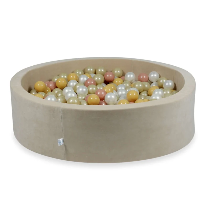 Piscine à balles en velvet soft beige 110x30 cm avec 400 balles