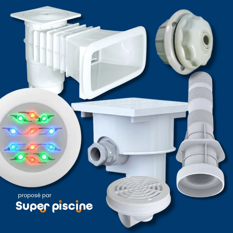 Kit pièces à sceller mini piscine Weltico avec projecteur couleur