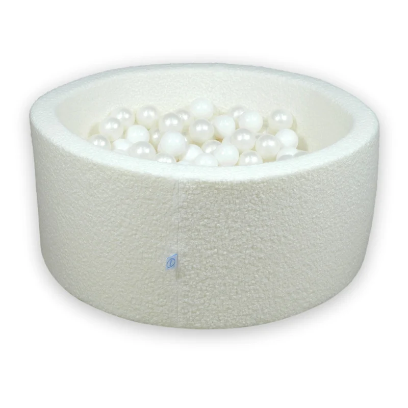 Piscine à balles en velours Boucle Blanc 90x40 cm avec 300 balles