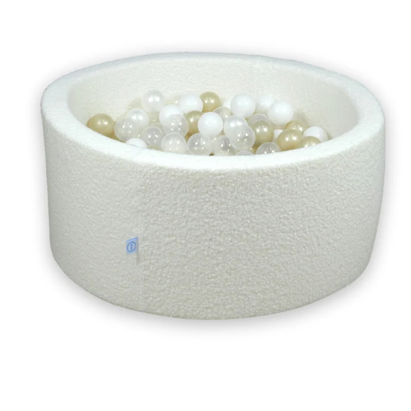 Piscine à balles en velours Boucle Blanc 90x40 cm avec 300 balles