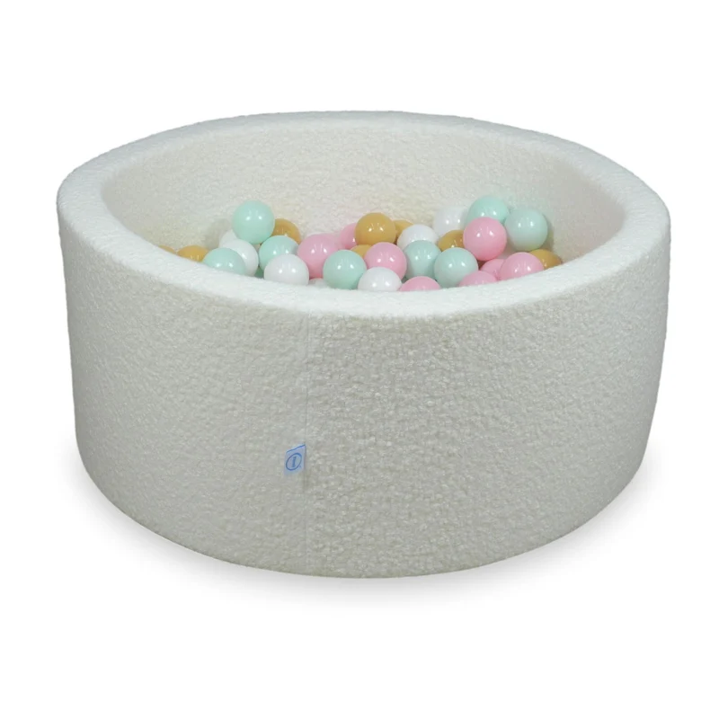 Piscine à balles en velours Boucle Blanc 90x40 cm avec 300 balles