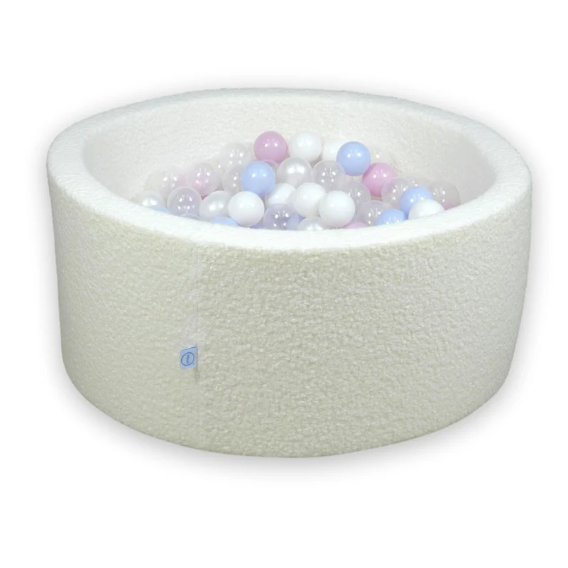 Piscine à balles en velours Boucle Blanc 90x40 cm avec 300 balles