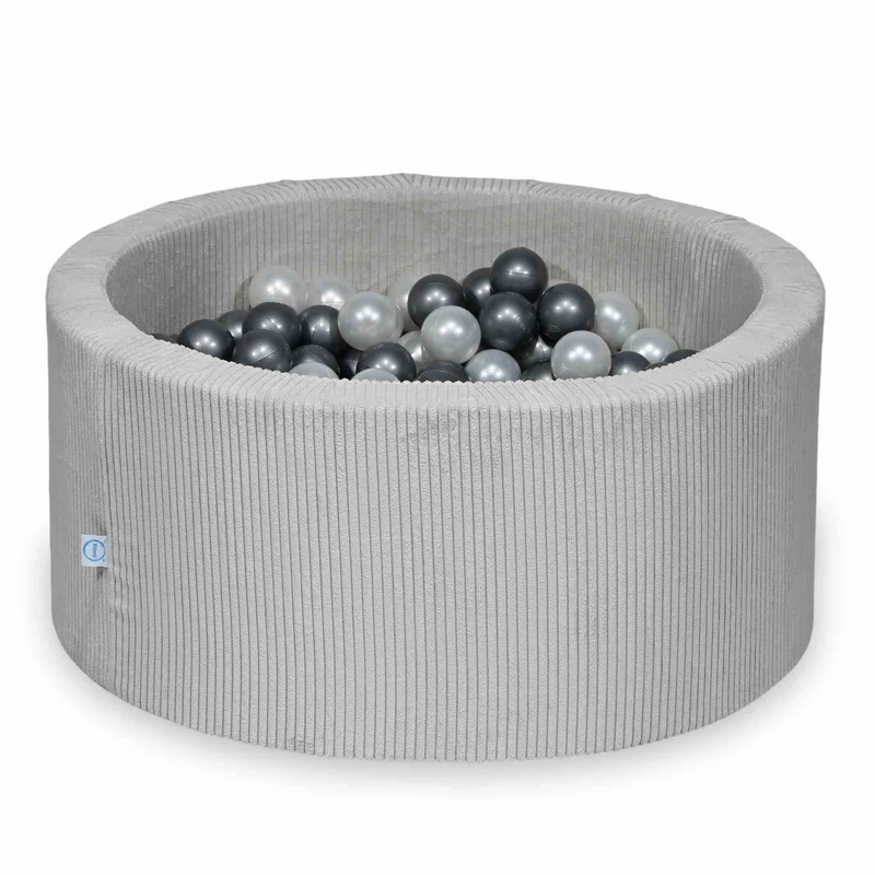 Piscine à balles en velours côtelé Gris 90x40 cm avec 300 balles