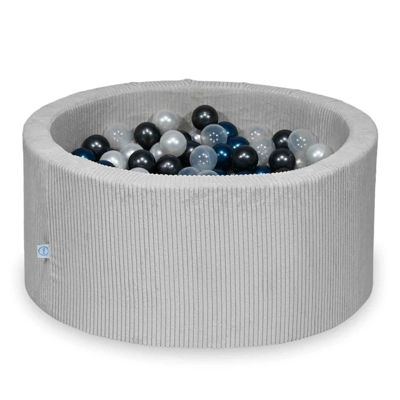 Piscine à balles en velours côtelé Gris 90x40 cm avec 300 balles
