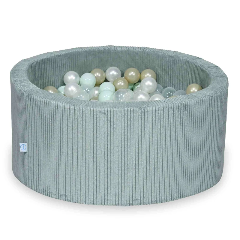 Piscine à balles en velours côtelé menthe claire 90x40 cm avec 300 balles