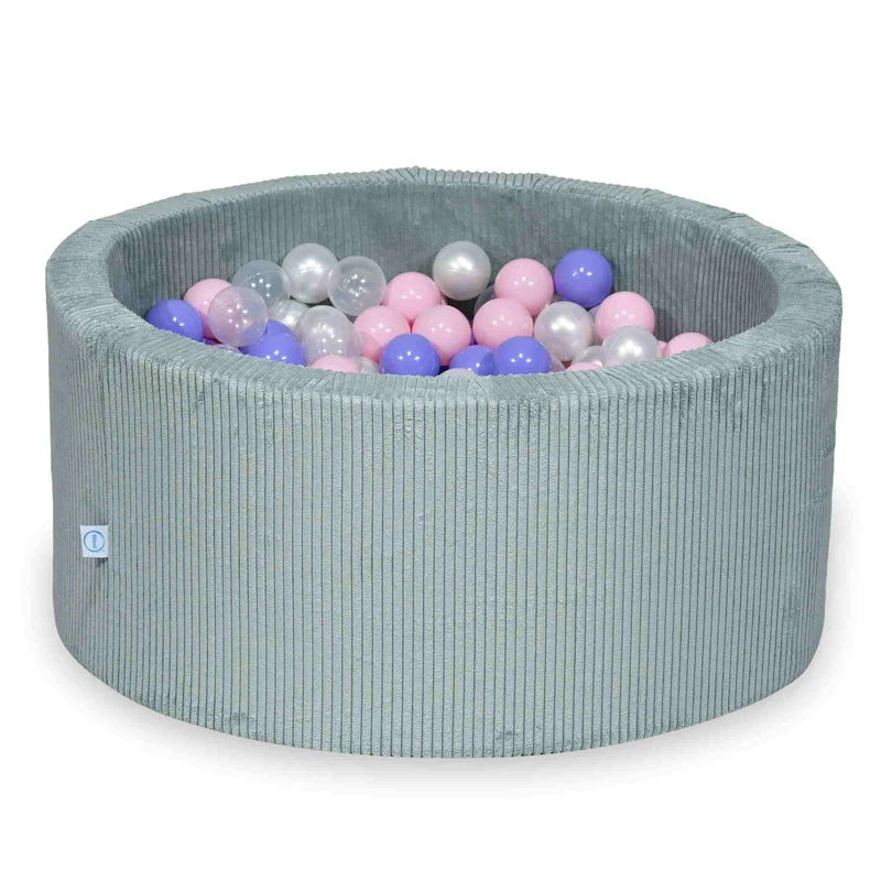 Piscine à balles en velours côtelé menthe claire 90x40 cm avec 300 balles