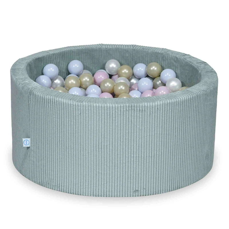 Piscine à balles en velours côtelé menthe claire 90x40 cm avec 300 balles