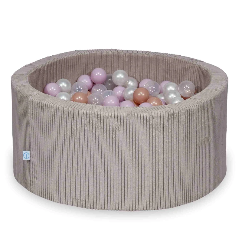 Piscine à balles en velours côtelé rose clair 90x40 cm avec 300 balles