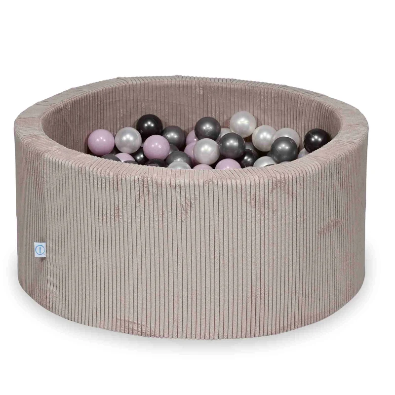 Piscine à balles en velours côtelé rose clair 90x40 cm avec 300 balles