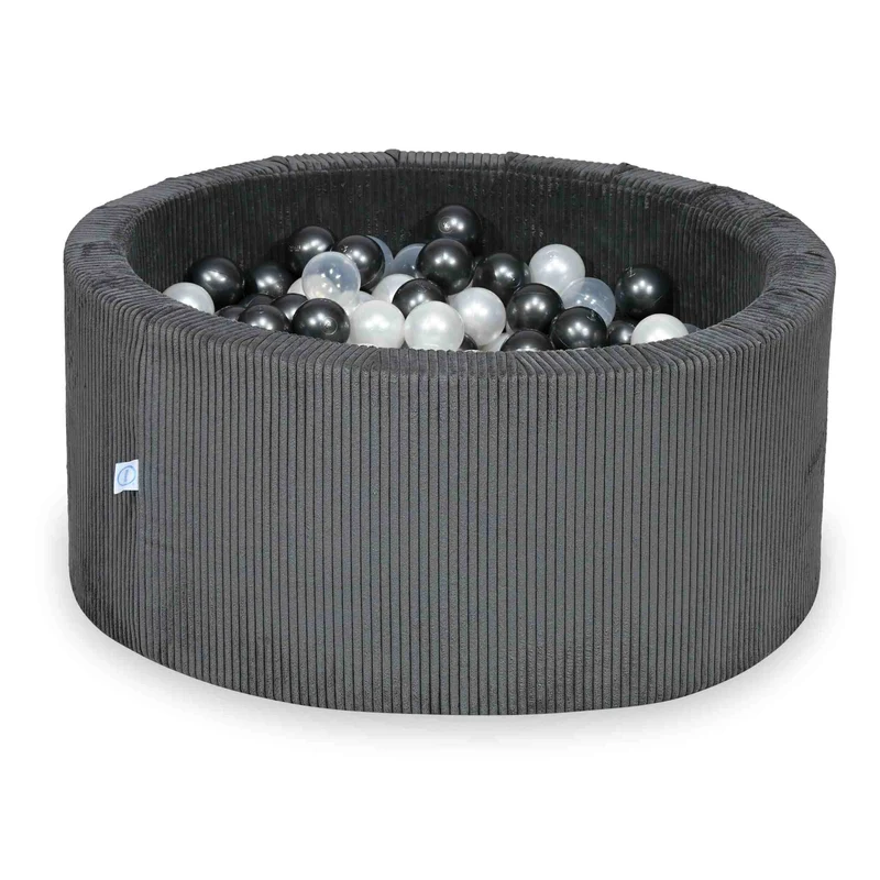 Piscine à balles en velours côtelé Graphite 90x40 cm avec 300 balles