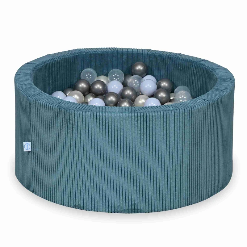 Piscine à balles en velours côtelé Bleu 90x40 cm avec 300 balles
