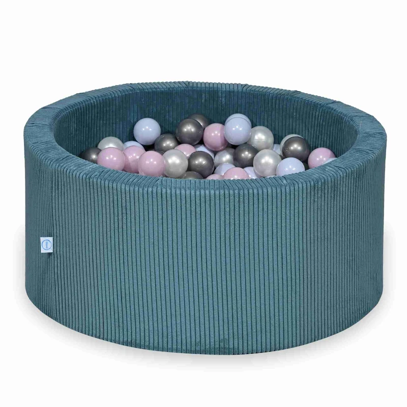Piscine à balles en velours côtelé Bleu 90x40 cm avec 300 balles