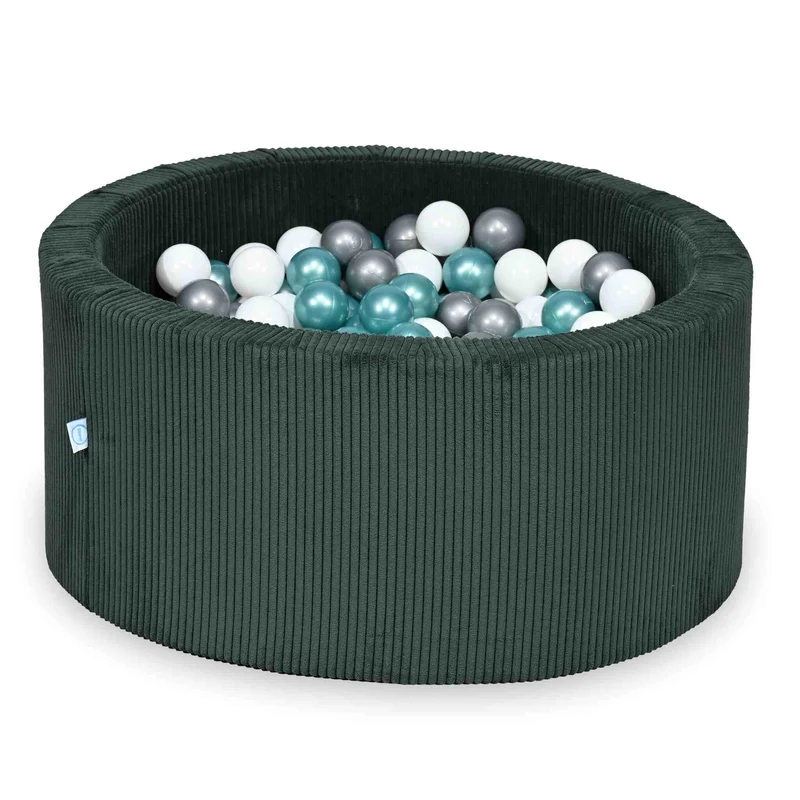 Piscine à balles en velours côtelé Vert 90x40 cm avec 300 balles