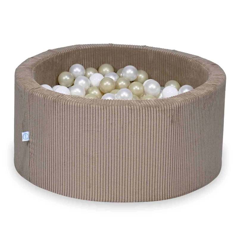Piscine à balles en velours côtelé Toffee 90x40 cm avec 300 balles