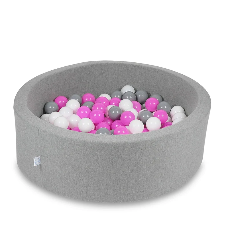 Piscine à balles en gris 90x30 cm avec 200 balles