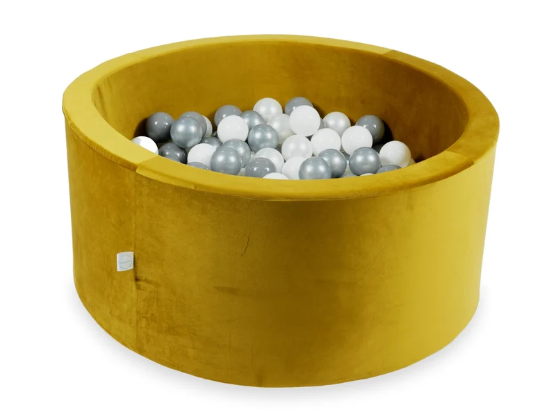 Piscine à balles en velours velvet dore 90x40 cm avec 300 balles