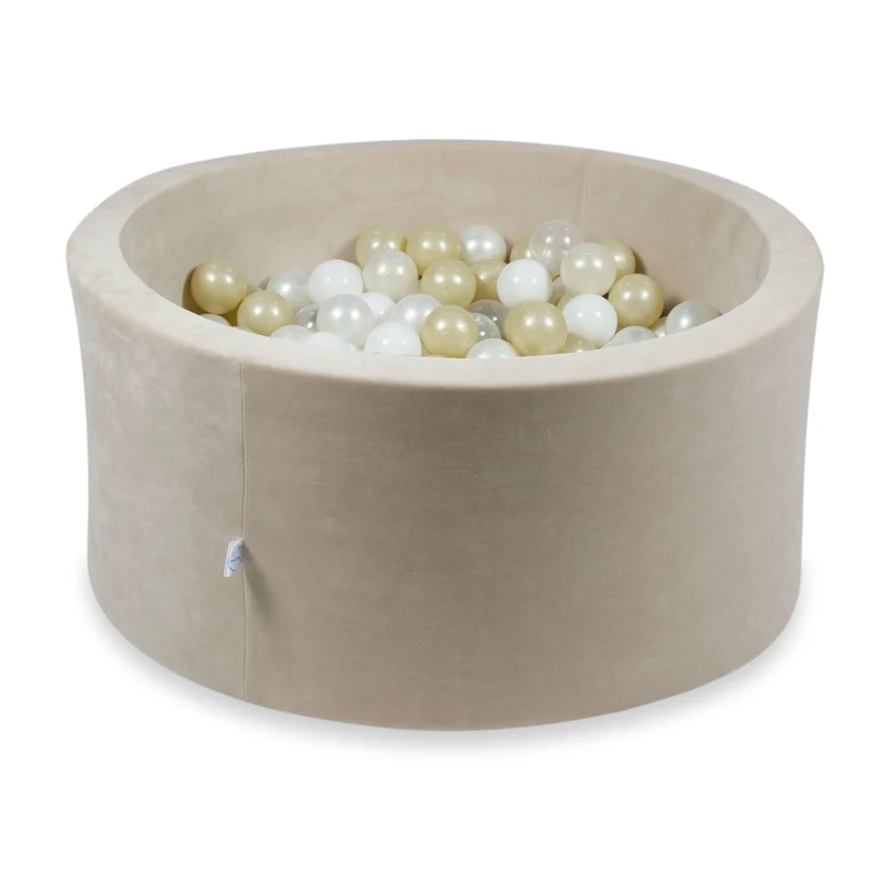 Piscine à balles en velvet soft beige 90x40 cm avec 300 balles