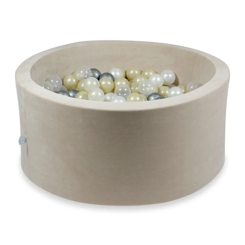 Piscine à balles en velvet soft beige 90x40 cm avec 300 balles