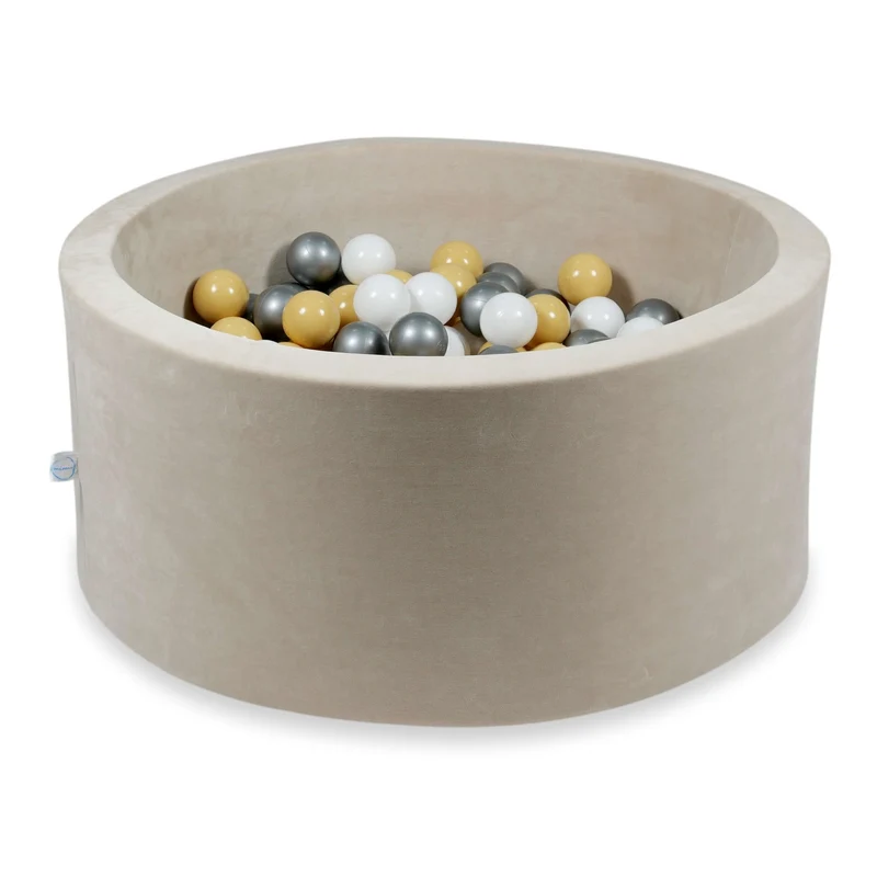 Piscine à balles en velvet soft beige 90x40 cm avec 300 balles