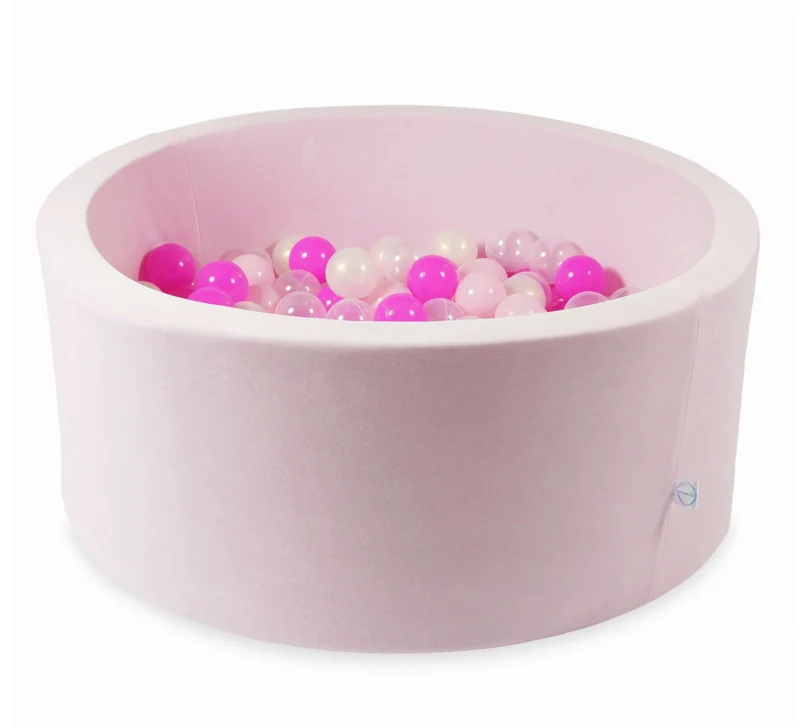 Piscine à balles en velvet soft light pink 90x40 cm avec 300 balles