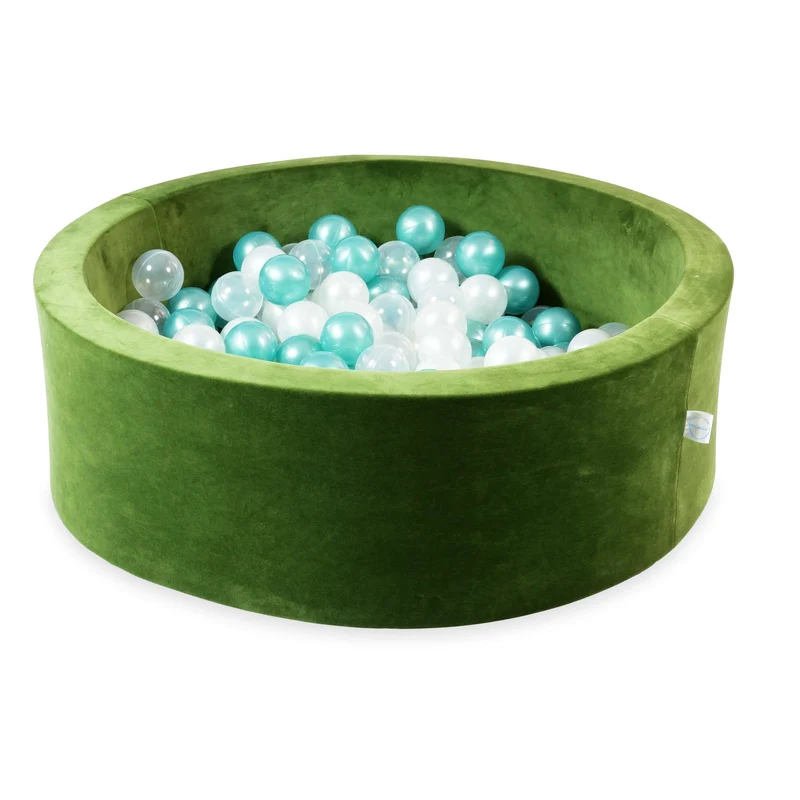 Piscine à balles en velvet soft olive 90x30 cm avec 200 balles