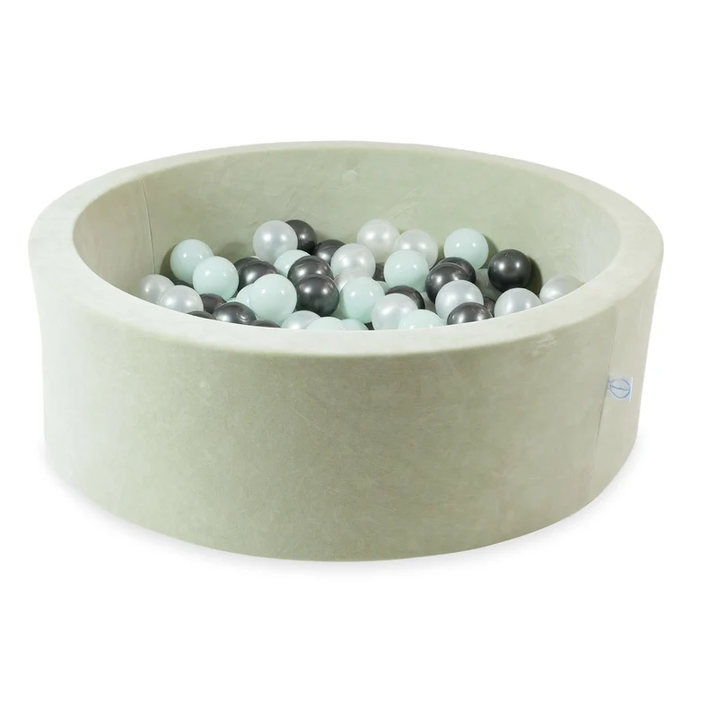 Piscine à balles en velvet soft pistachio 90x30 cm avec 200 balles