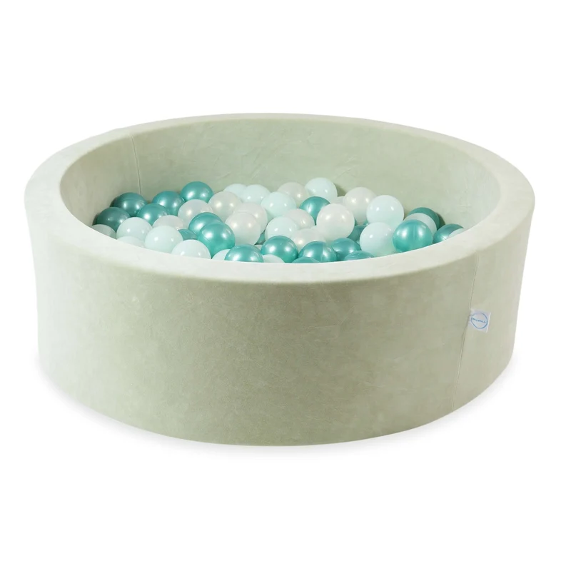 Piscine à balles en velvet soft pistachio 90x30 cm avec 200 balles