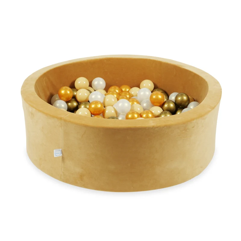 Piscine à balles en velvet soft carmel 90x30 cm avec 200 balles