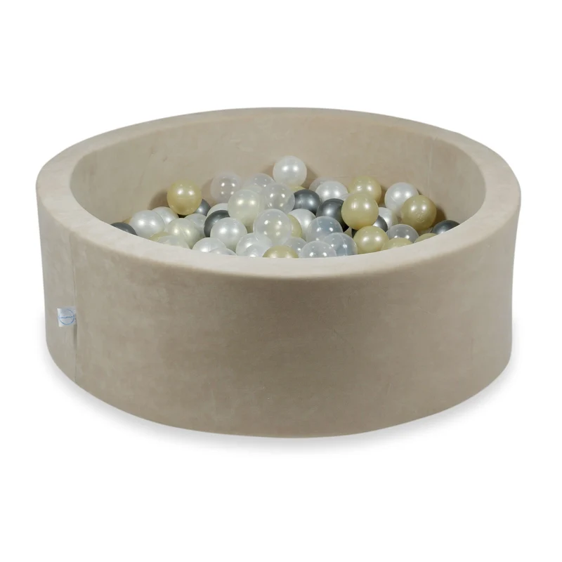 Piscine à balles en velvet soft beige 90x30 cm avec 200 balles