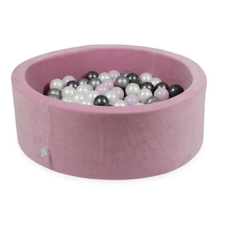 Piscine à balles en velours velvet soft rose 90x30 cm avec 200 balles