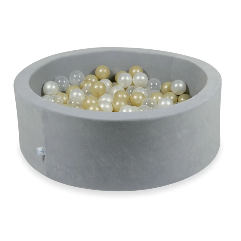 Piscine à balles en velours velvet soft gris clair 90x30 cm avec 200 balles