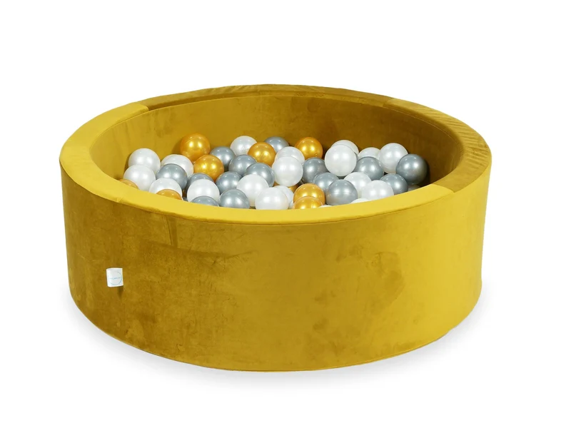 Piscine à balles en velours velvet dore 90x30 cm avec 200 balles