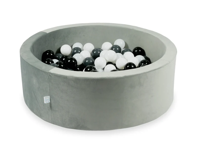 Piscine à balles en velours velvet gris 90x30 cm avec 200 balles