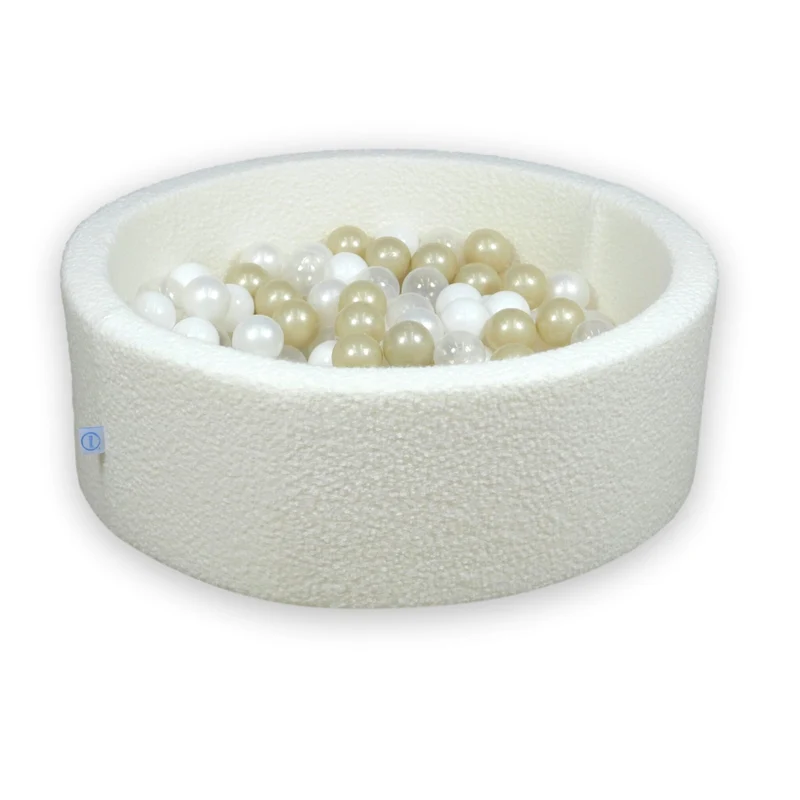 Piscine à balles en velours Boucle Blanc 90x30 cm avec 200 balles