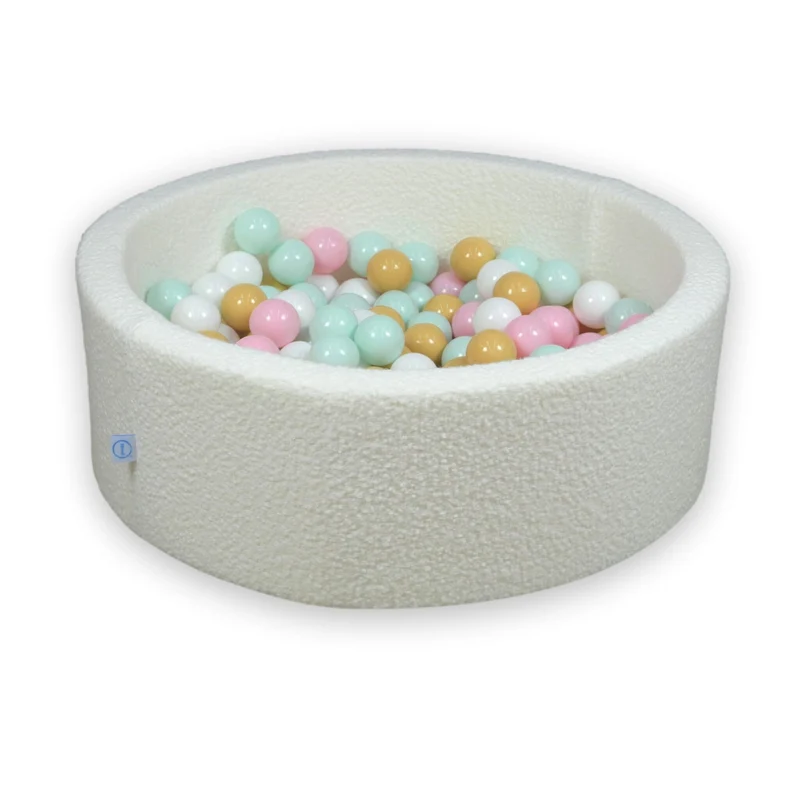 Piscine à balles en velours Boucle Blanc 90x30 cm avec 200 balles